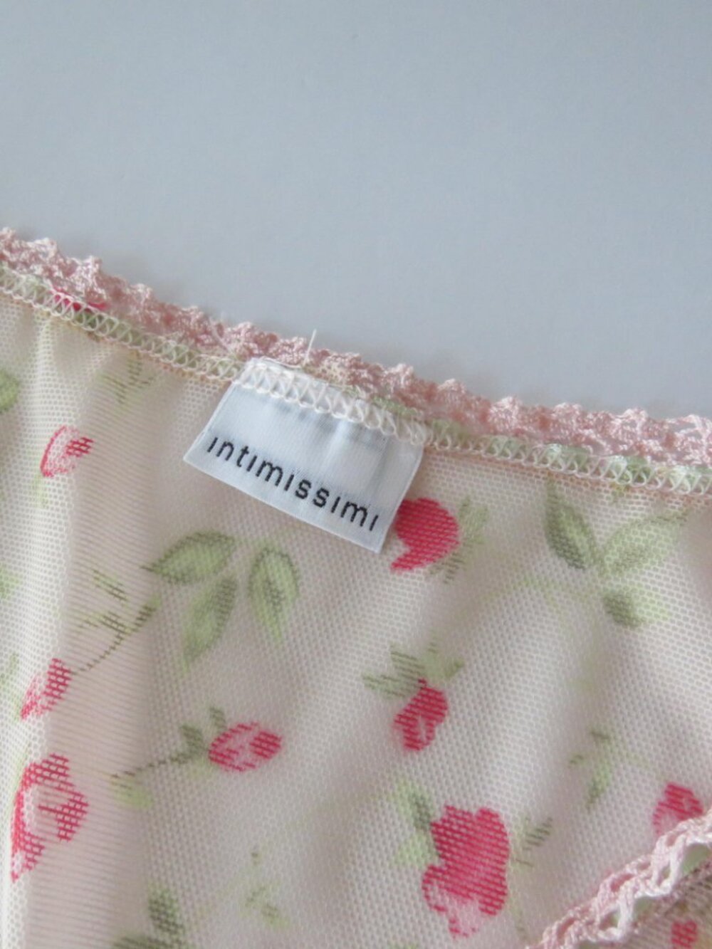 Vintage Italian Sheer Pink Floral Mesh Tank Top, Vintage Intimissimi Ditsy Rose - Picture 4 of 10